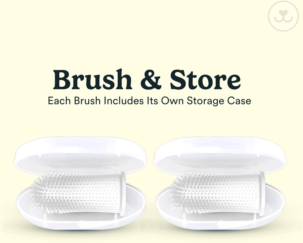 Jasper Dog Toothbrush, 360° Finger Toothbrush for Dogs & Cats, Clear 2-Pack | 12x More Bristles, Teeth Cleaning Kit for Small & Large Pets, Toothpaste Not Included, Fights Bad Breath, Extra Soft Silicone 