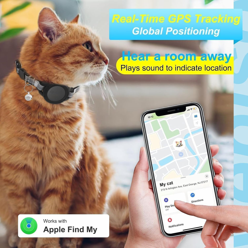 GPS Tracker for Cats, No Subscription Fees, Supports Apple Find My, 2 Pack