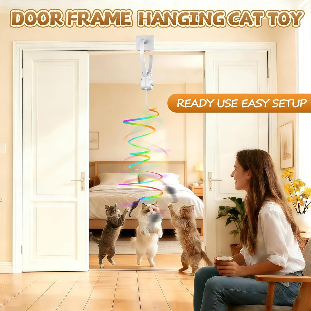 Interactive Automatic Cat Toy, 360° Rotating Feather Wand