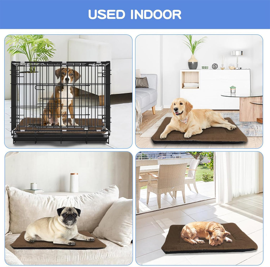 Dog Crate Pad, Washable Cozy Dog Bed Mat for Large Dogs 42"x28", Brown