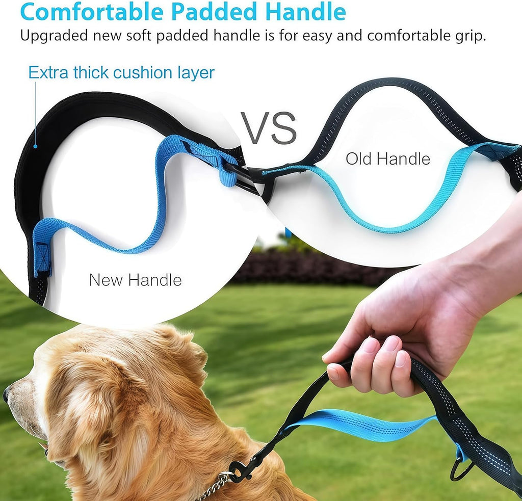 Uppetly Hands Free Dog Running Leash with Adjustable Waist Belt, Dual Handle Elastic Bungees Retractable Rope for Small and Medium Dogs, Reflective Stitches for Walking Hiking Biking (Medium, 8-35lb)
