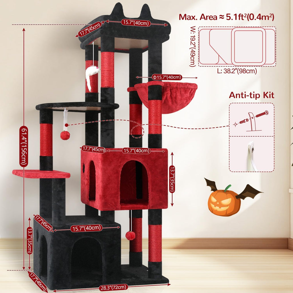 Globlazer Heavy Duty Cat Trees for Big Cats Maine Coon, F61, Blood-Goth
