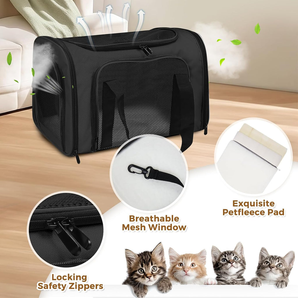 Cat Carrier Soft Up to 16 Lbs, Breathable Pet Travel Bag with Steel Frame