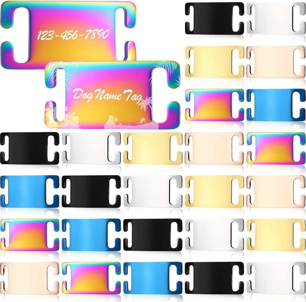 Hicarer 30 Pcs Stainless Steel Dog Tag Blank Pet ID Tags, Slide-on Shape