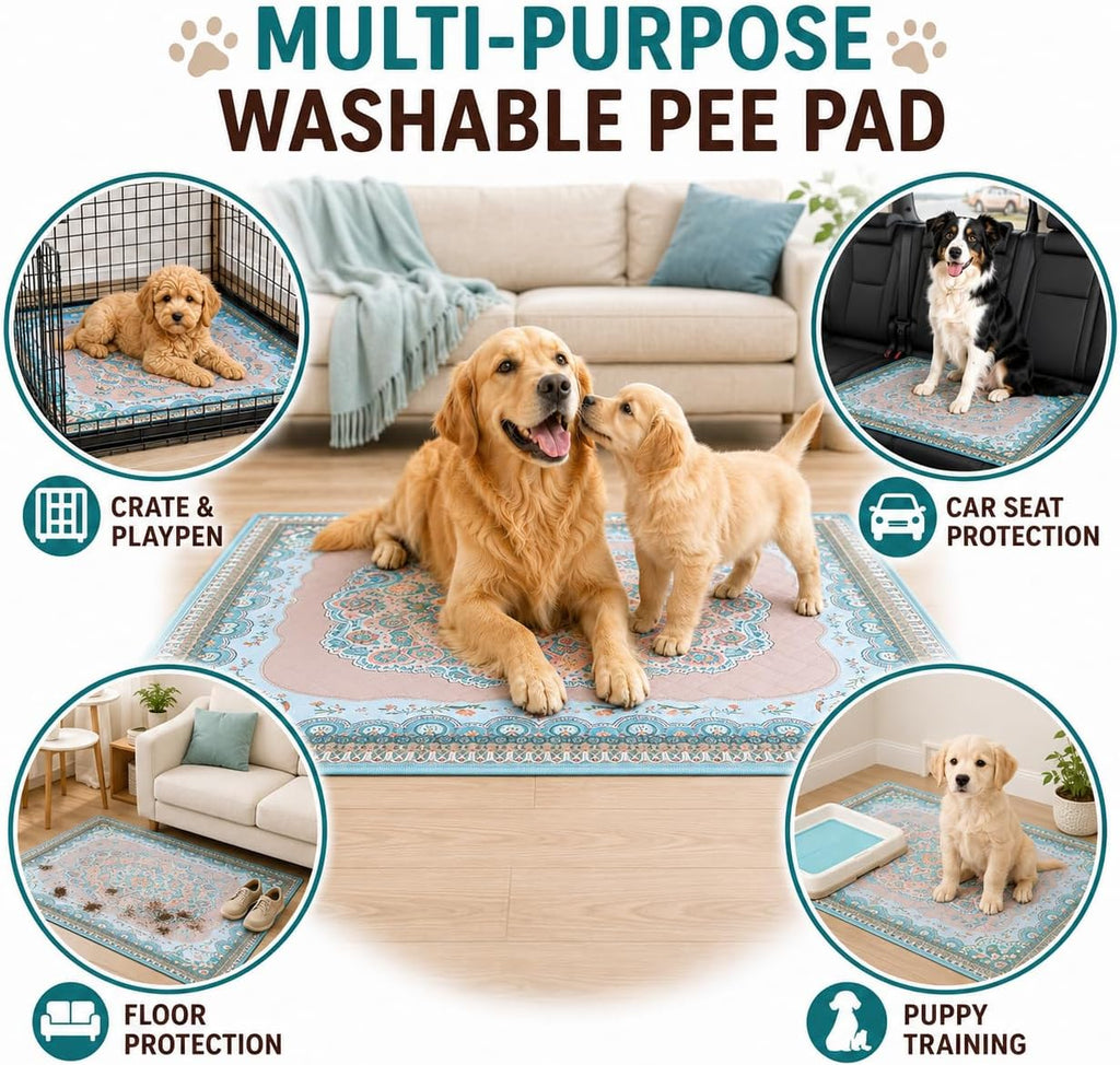Washable Pee Pads for Dogs, 18"x24", 2 Pack Reusable Puppy Training Pads | Super Absorbent, Leak-Resistant and Non-Slip for Puppy Training, Crates, Playpens, Whelping and Senior Dog Care