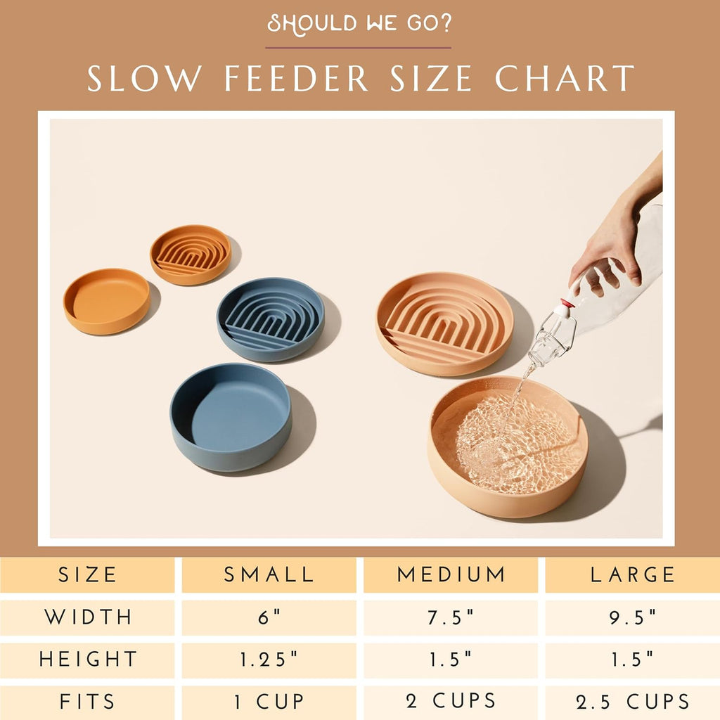 Slow Feeder Dog Bowl - Silicone Dog Bowl, Medium, 7.5" x 1.5" - Tan
