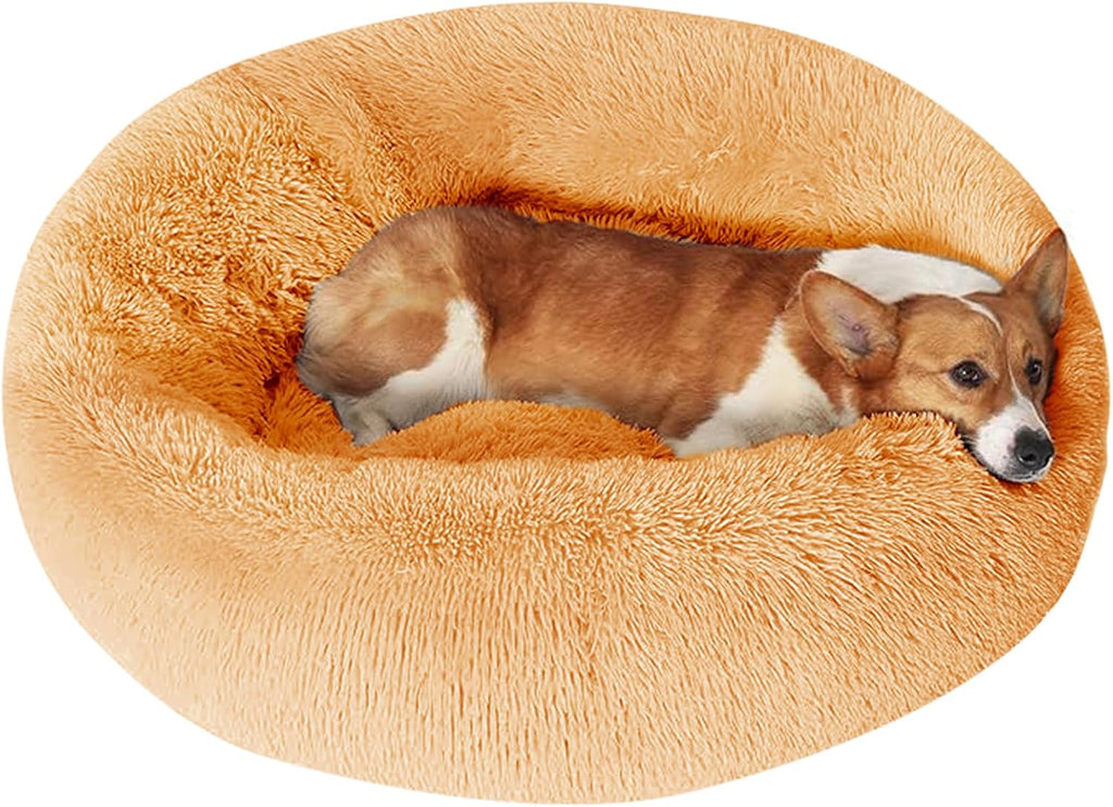 JOLLYVOGUE Dog Bed, Calming Anti-Anxiety Large Dog Bed, Fluffy Donut Cushion for Medium and Large Pets (27")