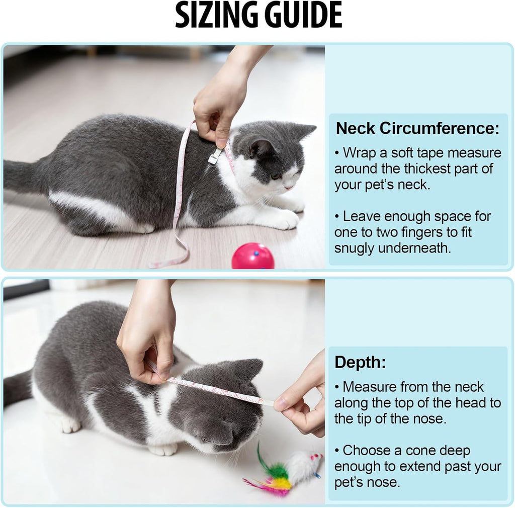 Depets Cat Cone Soft, Adjustable Recovery E-Collar for Pet Neck Size 9.5 in