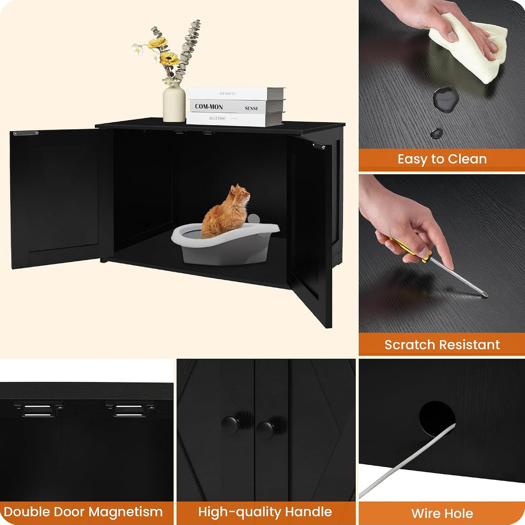 Dwanton Cat Litter Box Enclosure, Hidden Litter Box Furniture, 27.6 Inches
