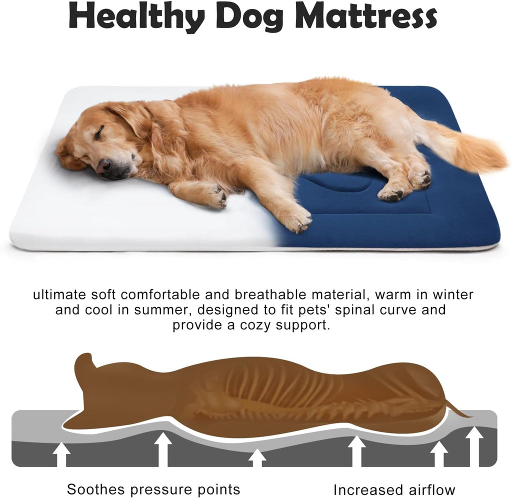 Dog Bed Soft Dog Crate Pad Mat for Medium/Large Dogs 36 in Non-Slip Bottom Washable Dog Sleeping Mattress Pet Beds Cat Beds Kennel Pads, Dark Blue