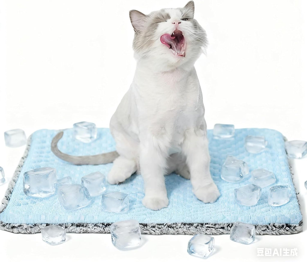 Two Uses'Cat Bed Mat,Self Warming&Cooling Cat Mat.12 * 20in.Hot/Cold Mat for Pets.Free Gel Pads and self-Heating Pads.Temperature Lock Design,Machine Washable