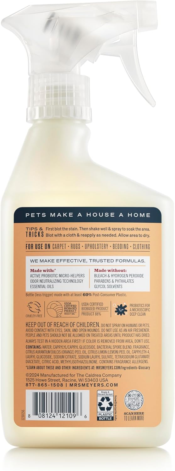 Mrs. MEYER'S CLEAN DAY Pet Stain & Odor Fighter,Orange Blossom Scent,16oz,(Pack of 2)