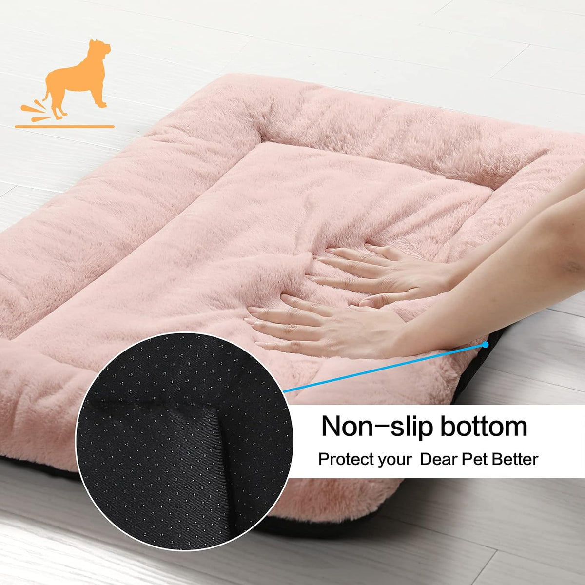 Dog Crate Pad Washable Dog Bed for Crate Large Cozy Mat 42-Inch Pink