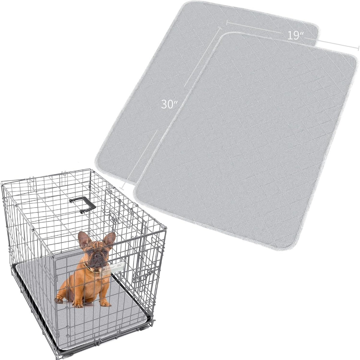Dog Crate Mat and Washable Pee Pads for Dogs 2 Pack(30"X19")