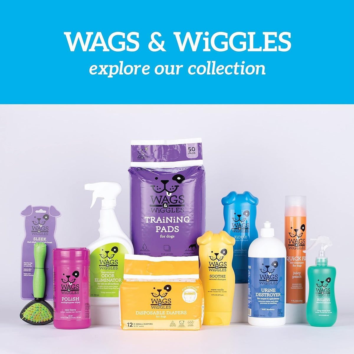 Wags & Wiggles Multipurpose Dog Wipes, Fresh Strawberry Scent, 100 Count | Waterless cloths, no SLS parabens or DEA, fresh strawberry scent, paws face and body 