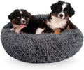 Active Pets Premium Medium Donut Dog Bed, Fits Up to 45 lbs, Machine Washable Cushion, Plush Long Pile Faux Fur Fabric, Portable Dark Gray Pet Bed Furniture for Puppies Adult Canines & Cats