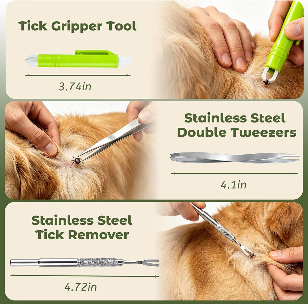 Tick Remover Tool Kit, 6-in-1 Professional Tick Removal for Dogs Cats Blue