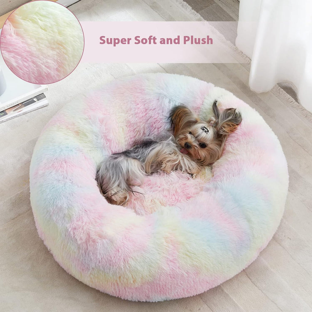 WNPETHOME Medium Round Calming Dog Bed Cat Bed for Comfy Sleep