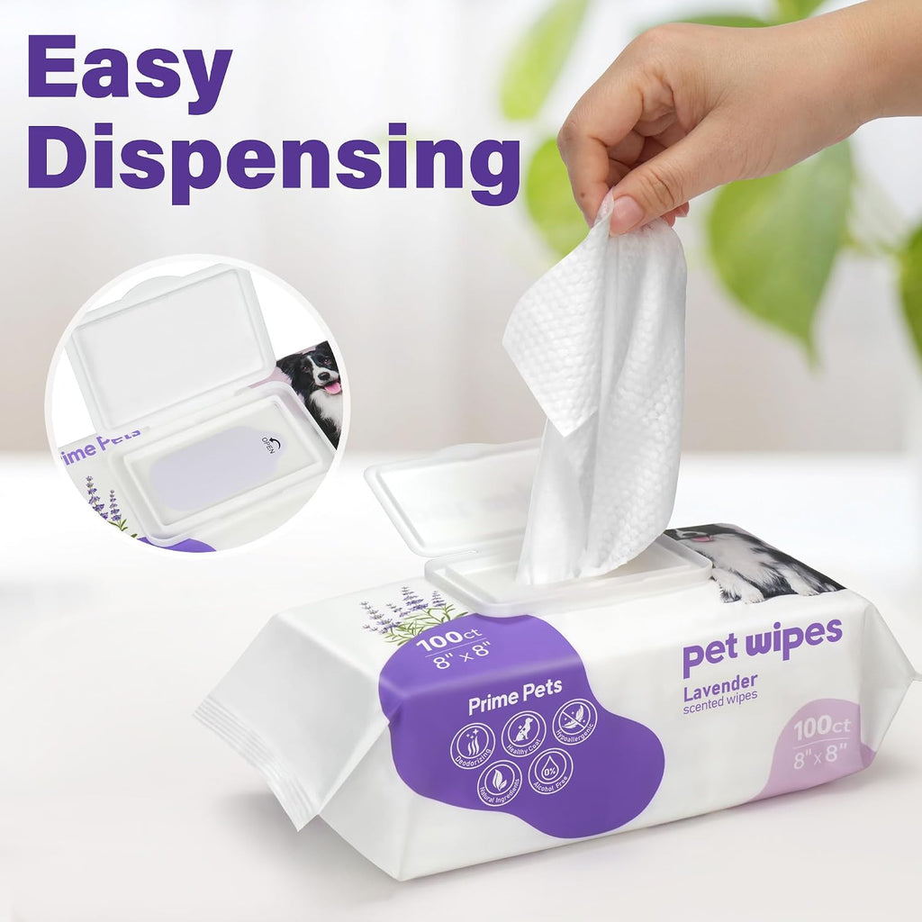 400PCS Dog Wipes for Paws and Butt, Large Pet Wipes for Dogs, Lavender | 8 x 8 Inch, Dog Wipes Cleaning Deodorizing, Hypoallergenic, Puppy Wipes for Grooming Face Fur Body