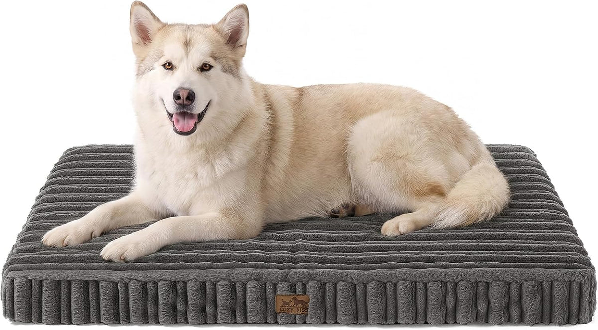 COZY KISS Orthopedic Washable Dog Bed for Large Dogs, Removable, Grey