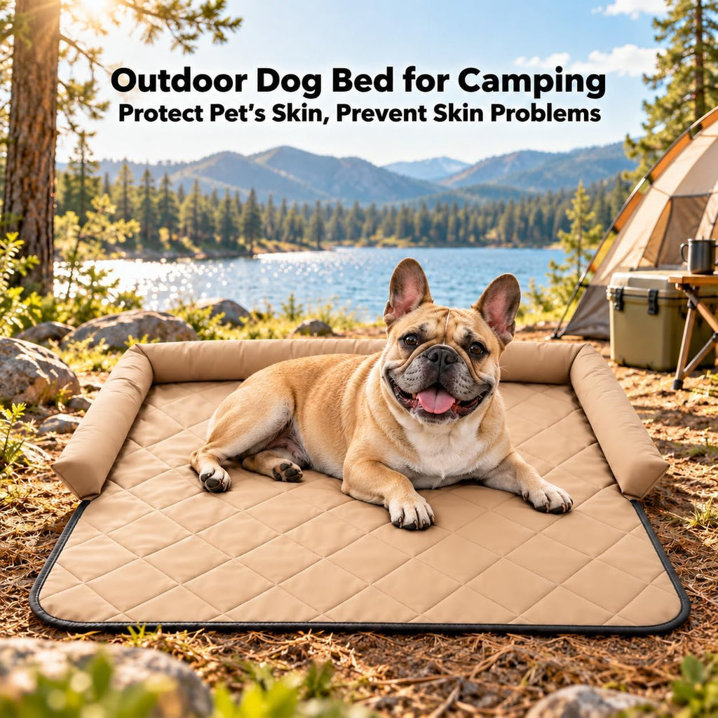 Dog Couch Bed with Head Support, Waterproof Sofa Cover, Khaki, M
