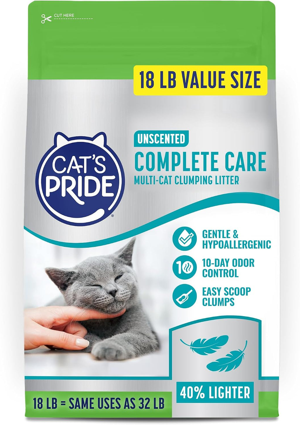 Cat's Pride Complete Care Hypoallergenic Unscented Litter 18lb