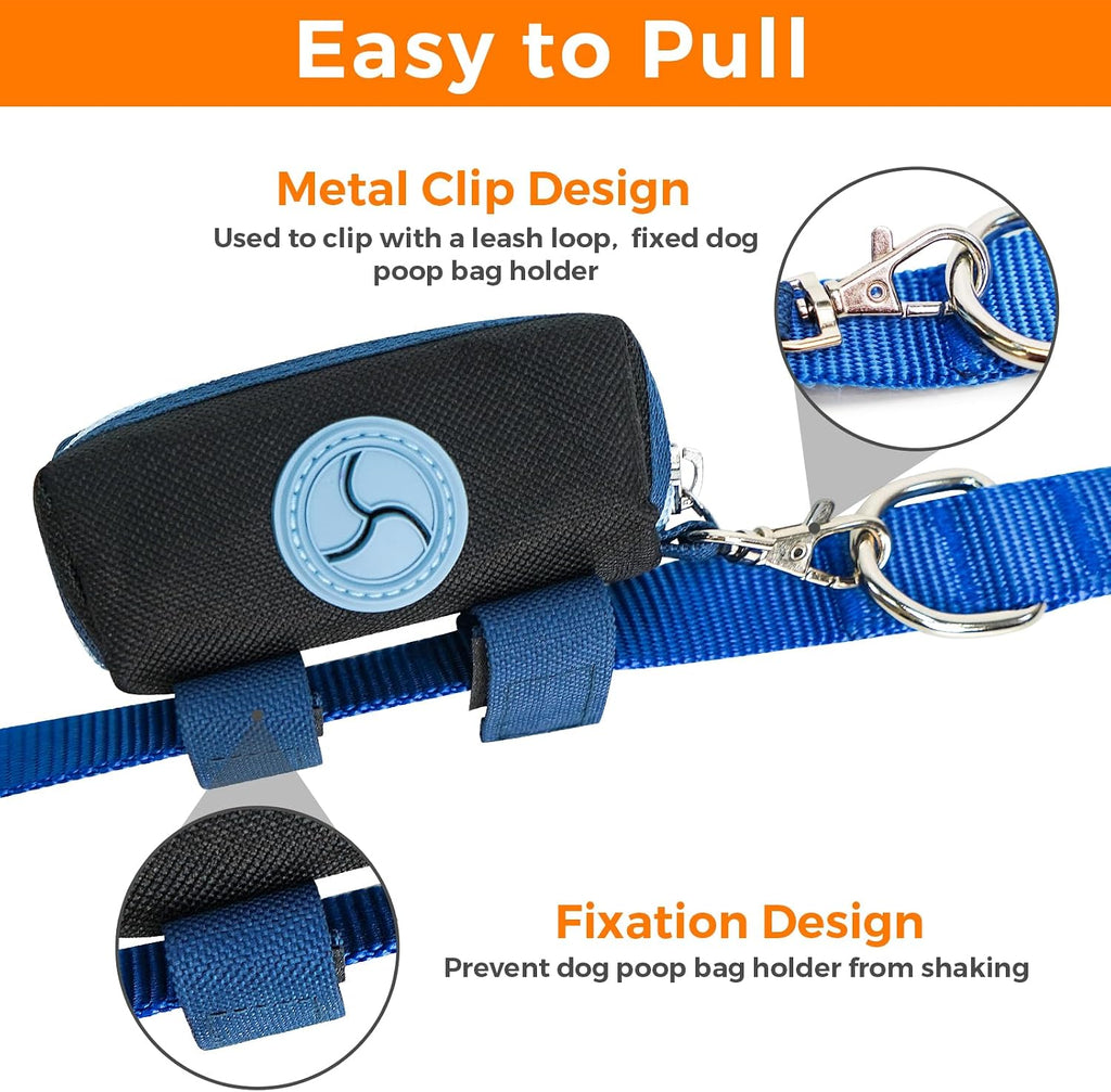 Dog Poop Bag Holder for Leash, Large-Capacity Canvas Pouch, Black | Holds one bag roll, keys, treats, and small essentials with quick access, secure straps, and water-resistant canvas