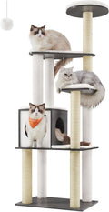 Feandrea Cat Tree, 65-Inch Multi-Level Tower with 5 Scratching Posts