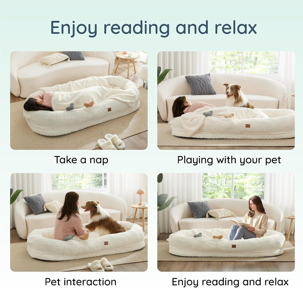 ChiXnuggle Faux Fur Washable Human Dog Bed Cover（Only Human Dog Bed）