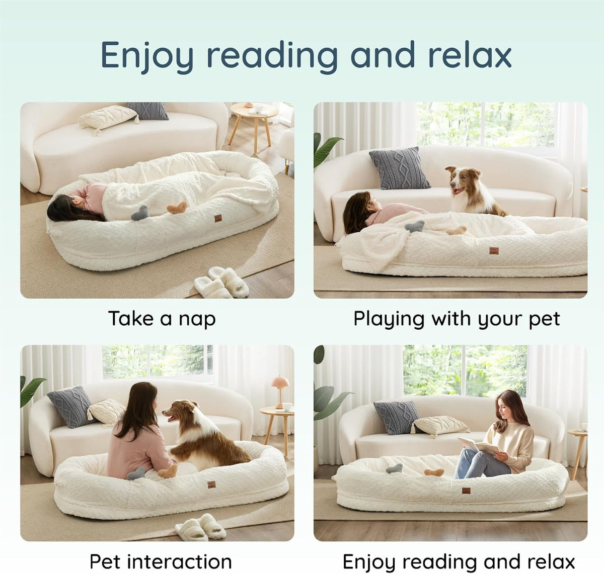 ChiXnuggle Faux Fur Washable Human Dog Bed Cover（Only Human Dog Bed）