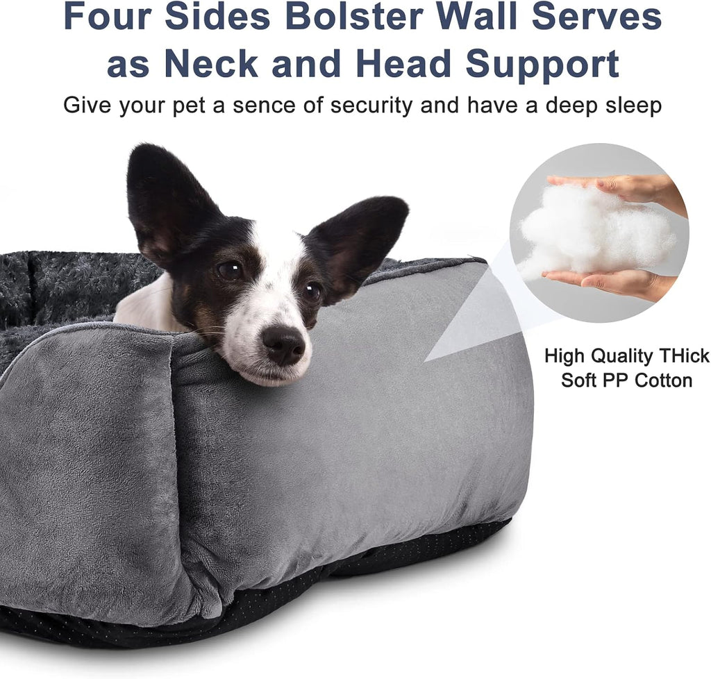JOEJOY Rectangle Dog Bed for Large Medium Small Dogs Machine Washable Sleeping Dog Sofa Bed Non-Slip Bottom Breathable Soft Puppy Bed Durable Orthopedic Calming Pet Cuddler, Multiple Size, Dark Grey