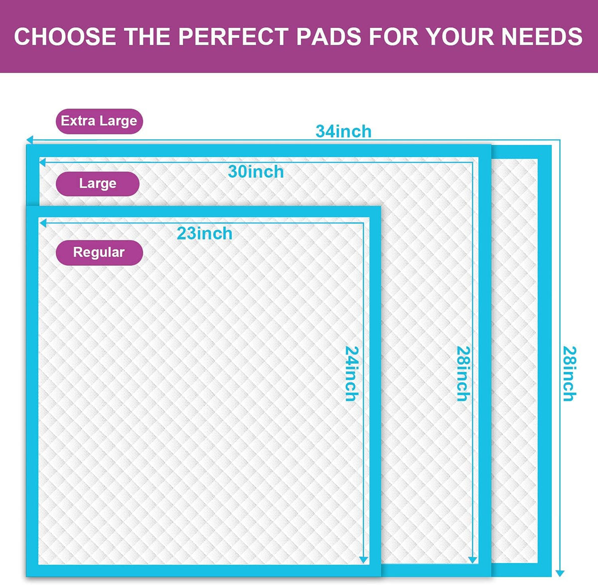 IMMCUTE Dog Pee Pads Extra Large 28"x34", X-Large Training Puppy Pee Pads Super Absorbent & Leak-Proof, XL Disposable Pet Piddle Pad and Potty Pads for Dogs, Puppies, Doggie (XLarge:28"*34"- 30 Ct)