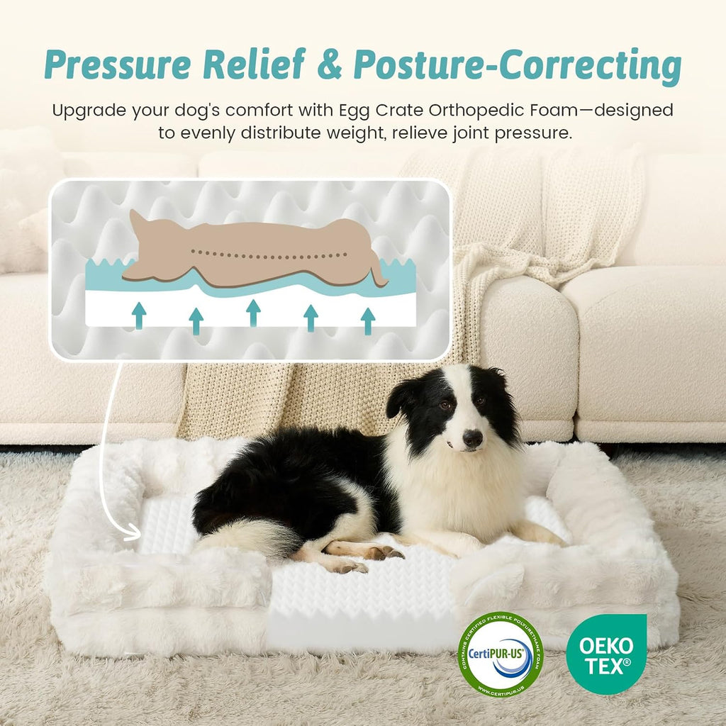 COZY KISS Warm Orthopedic Extra Large Dog Bed, XL 44x32 inch, Beige