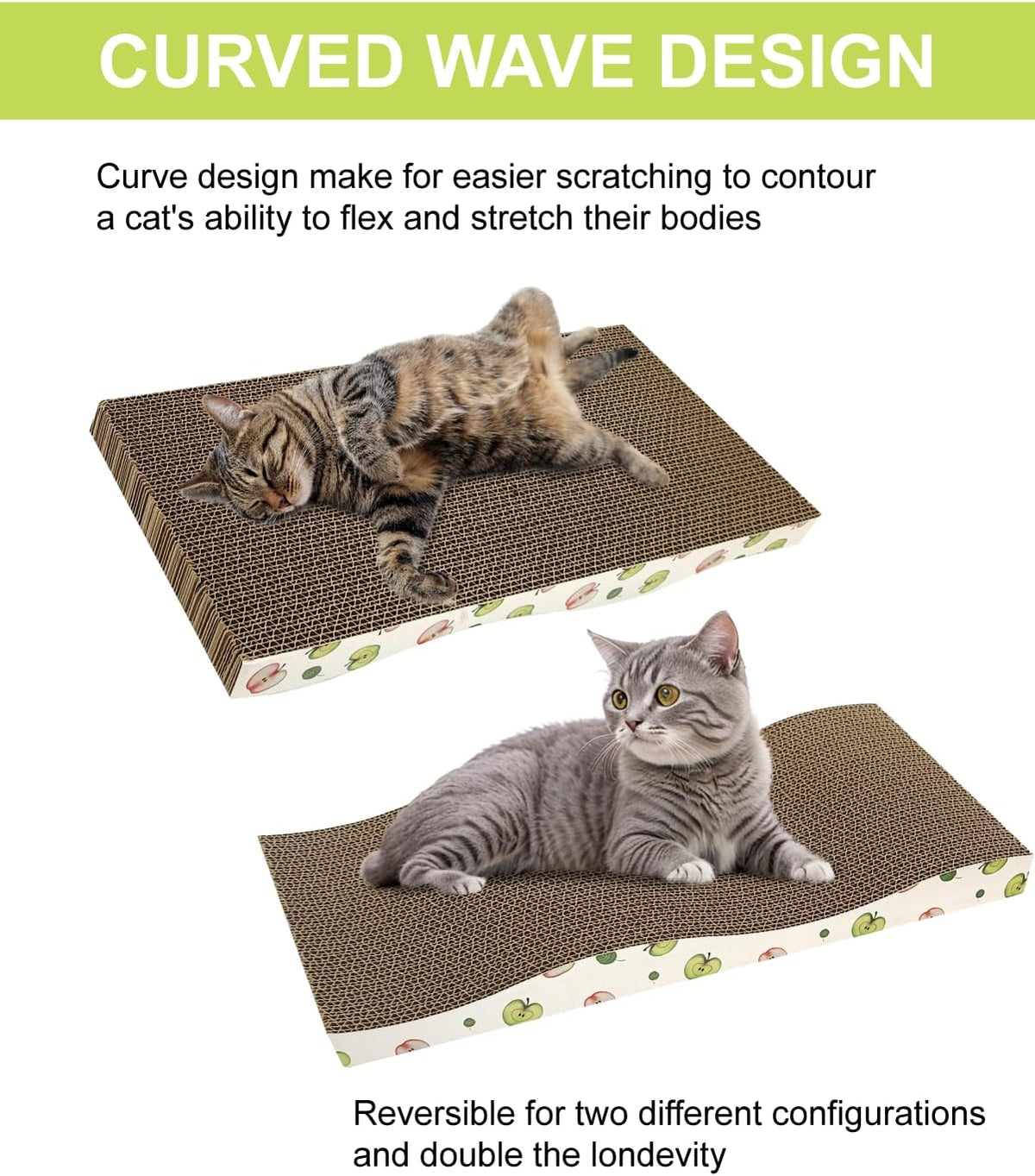 TIMHAKA Cat Scratching Board, Corrugate Cat Scratcher with Catnip, 2 Pack