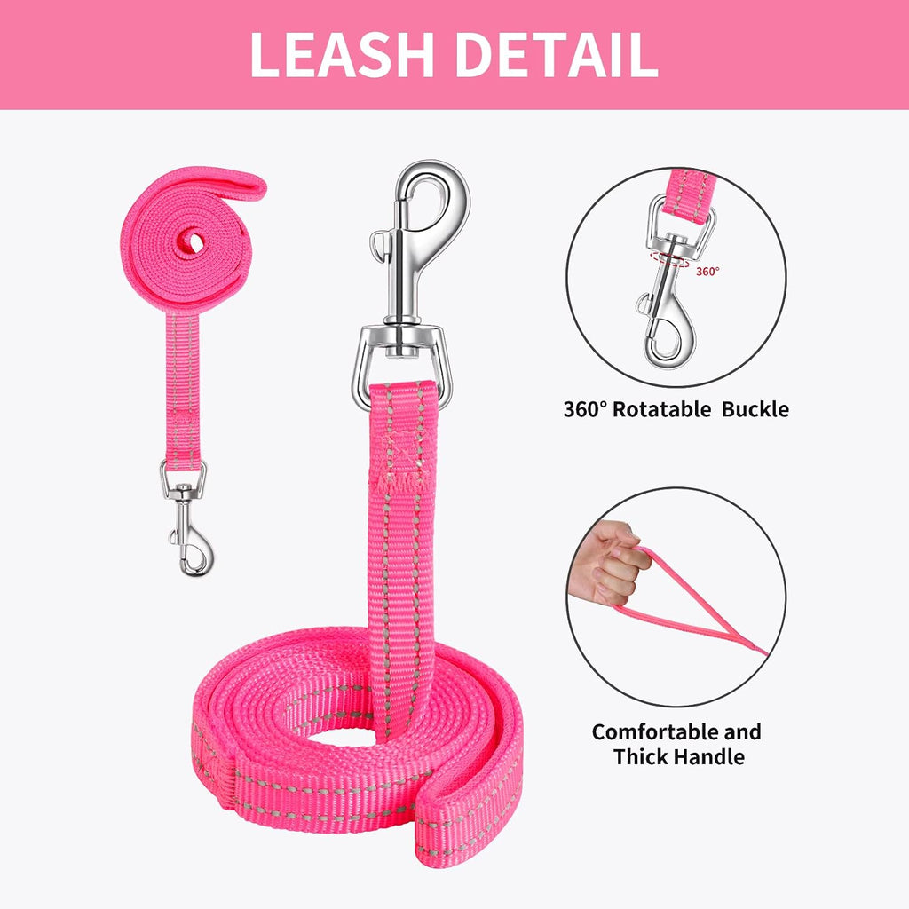 AMTOR Small Dog Harness with Leash Set, No Escape Easy Walk Puppy Harnesses for Training Walking, Step-in Reflective Soft Dogs Vest for XS S Medium Extra-Small Large Sized Dog(Fuchsia,XL)