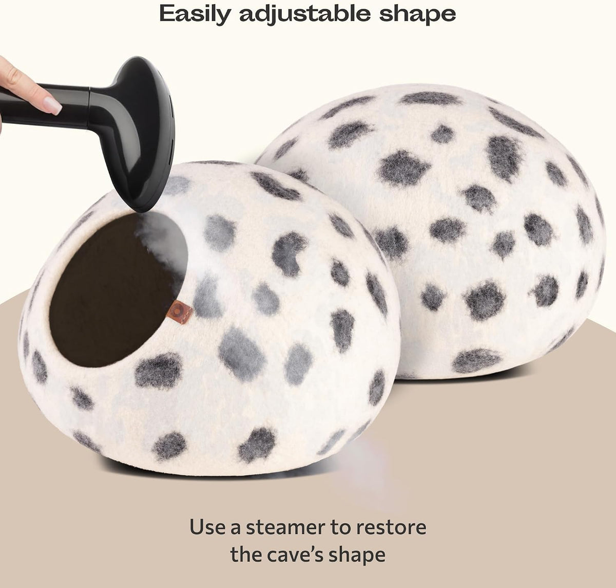 MEOWFIA Cat Cave - New Zealand Wool Bed for Indoor Cats (Snow Leopard)
