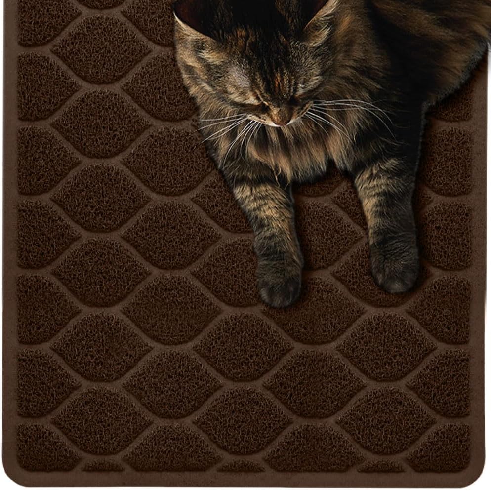 MIGHTY MONKEY Waterproof Cat Litter Box Mat, BPA Free, 24x17 Chocolate | Easy Clean Floors, Textured Backing, Soft on Sensitive Kitty Paws, Cats Accessories, Less Waste, Stays in Place