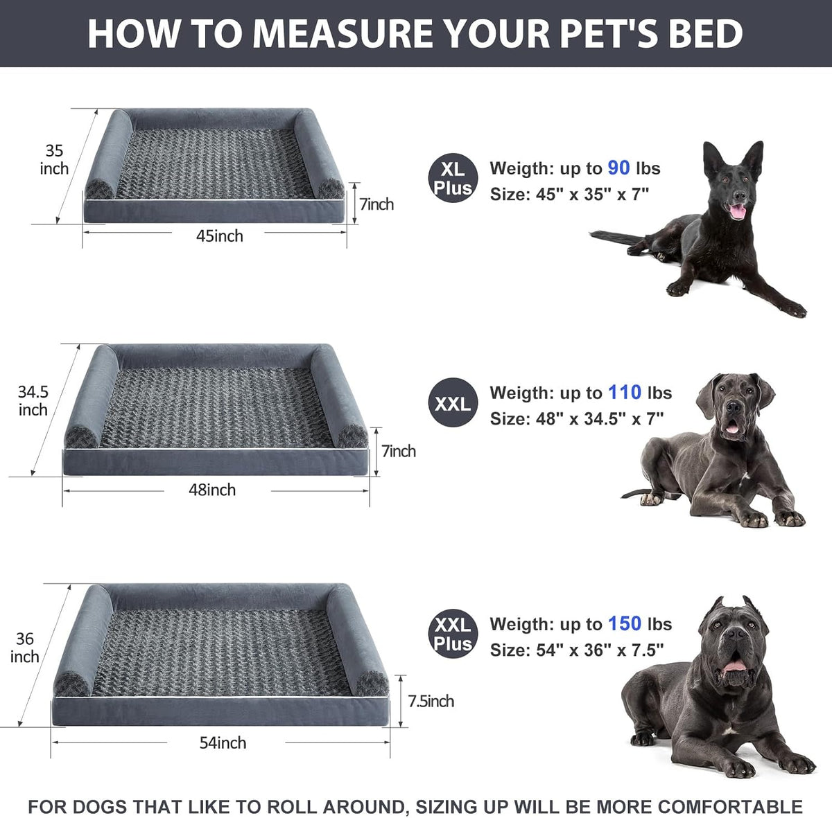 BFPETHOME Orthopedic Washable XXL Dog Bed for Senior Dog Cozy Sleep