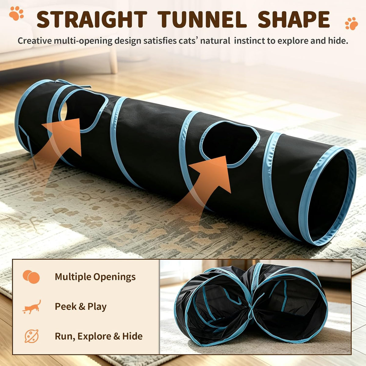 iCAGY Cat Tunnel for Indoor Cats Kittens Rabbits, Foldable Tunnel Toys