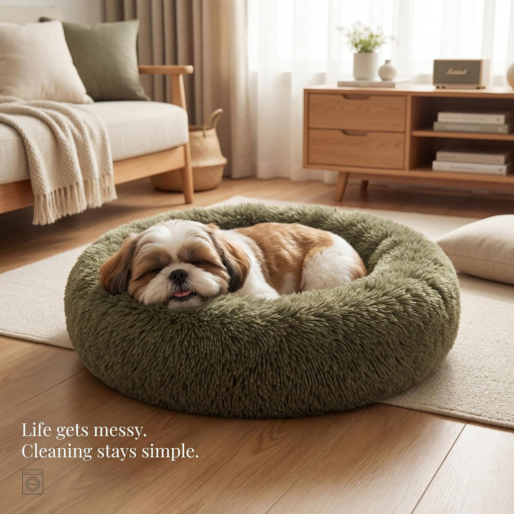 nononfish Soft Dog Bed for Small Dogs,Plush Round Calming Pet Bed