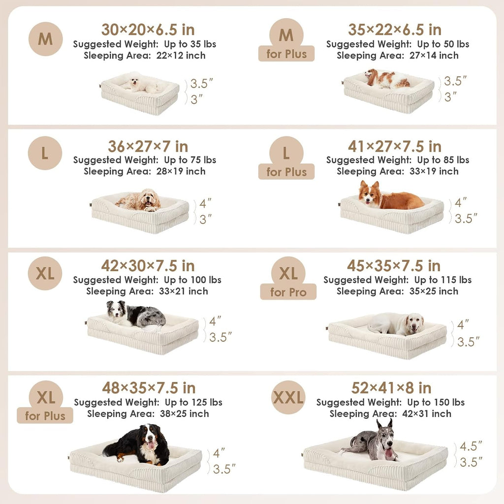 EHEYCIGA XXL Orthopedic Dog Bed for Extra Large Dogs 52x41 Inch, Cream