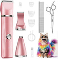 Cat Grooming Clippers Kit with Paw Trimmer, 3 in 1 Electric Pet Hair Trimmer Supplies for Thick Matted Hair, Heavy Coat Butt Shaver Cat Razor Fur Trimmer for Dogs at Home (Pink)
