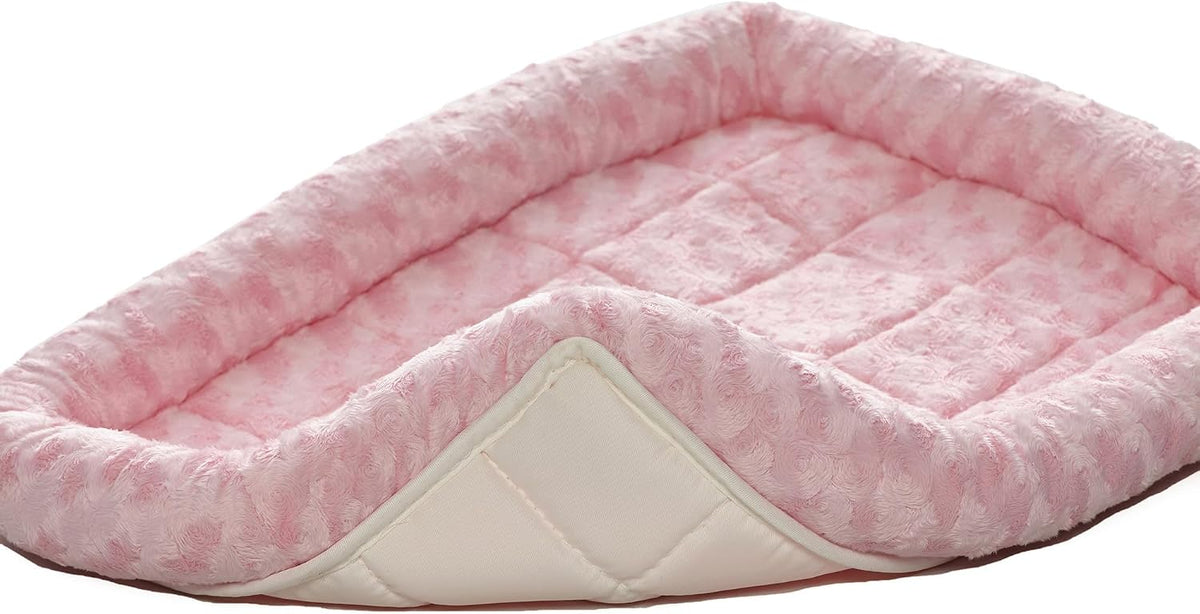 MidWest Homes for Pets QuietTime Fashion XXS Dog Bed - Pink Faux Fur Bolster, Ultra-Soft and Machine Washable, Fits 18-Inch Crates and Carriers, for Small Dogs and Cats