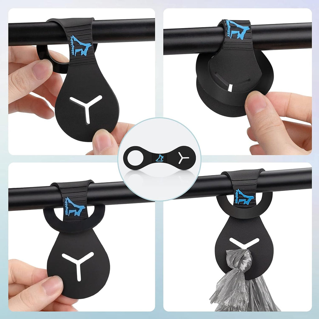 2 Pieces Dog Poop Bag Holder for Leash Waste Bag Carrier Dog Poop Bag Dispenser for Walking Running Bicycle Accessory (Black + Red)