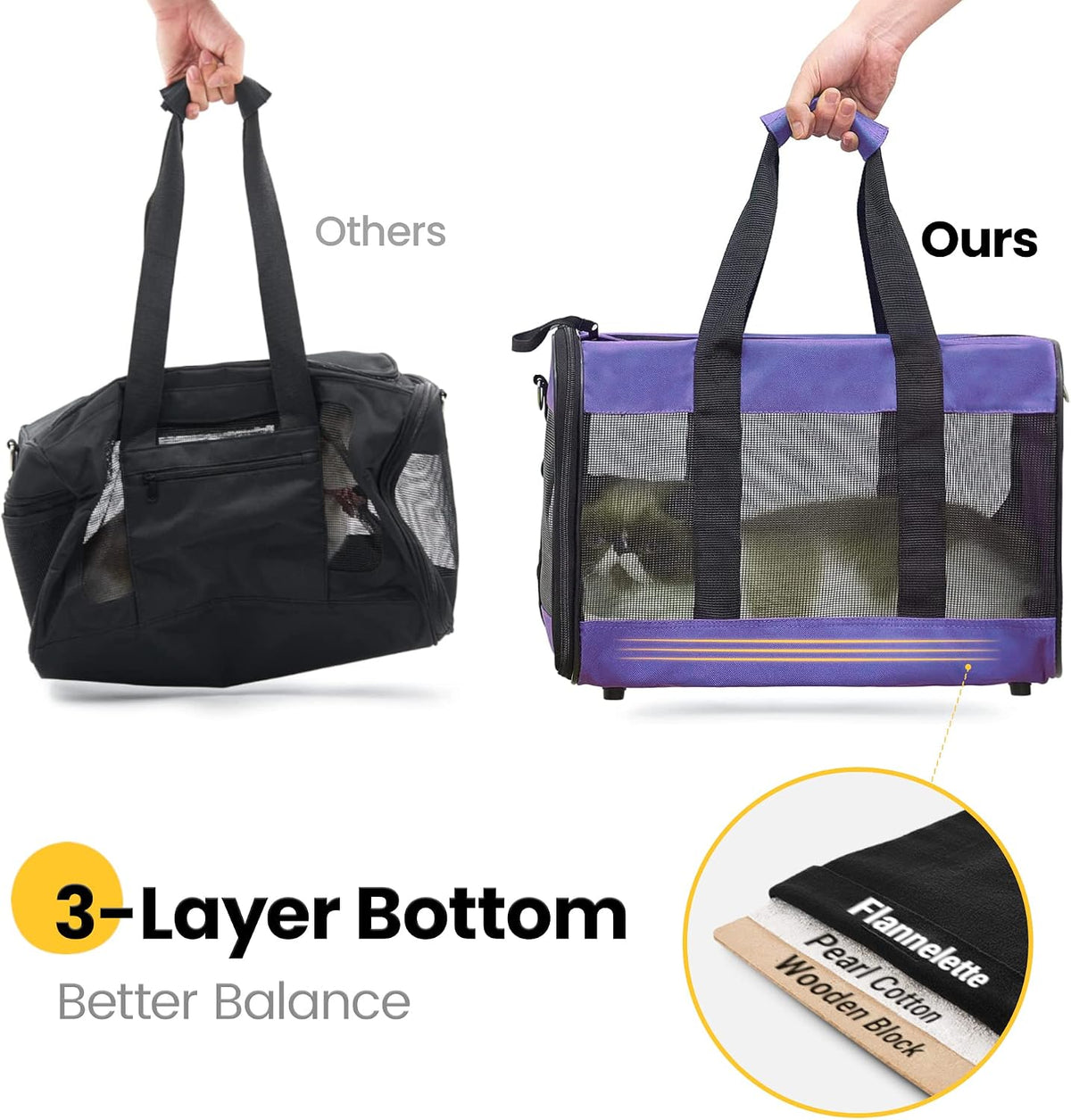 Conlun Dog Carrier Soft Sided, Large Cat Carrier,Purple L