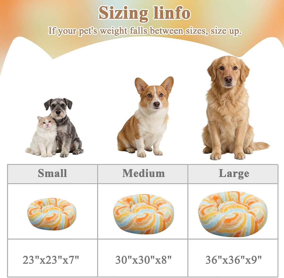 Calming Soft Round Dog & Cat Bed, Donut Cuddler Warming Cozy Fluffy Plush Cushion Beds for Small Medium Sized Dog and Cat