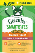 Greenies Feline Smartbites Skin & Fur Health Cat Treats, Chicken, 4.6 oz