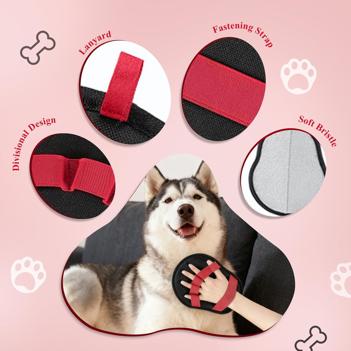 1 Pack Pet Hair Removal Glove with upgraded electrostatic tech for couches, carpets & clothes. Magic Brush for gentle pet massage and deshedding. Pet Hair Glove, reusable and washable for home clean