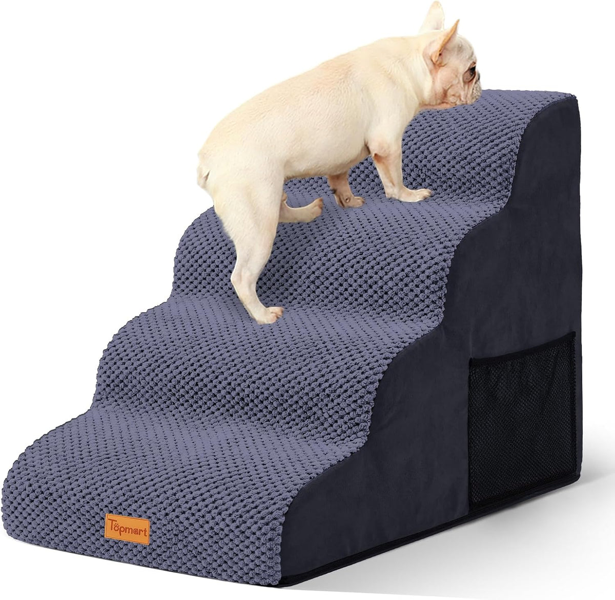 4-Step Dog Stairs for Small Dogs, Non-Slip Foam Pet Steps for High Beds
