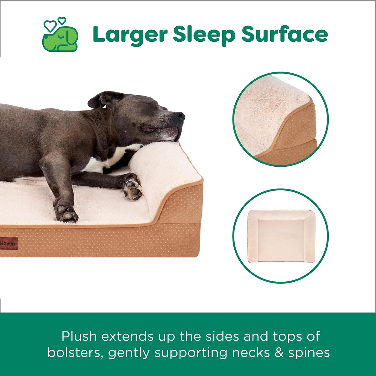 Furhaven Plush & Embossed Velvet Cooling Gel-Top Dreamer Sofa Pet Bed, Cognac, Jumbo